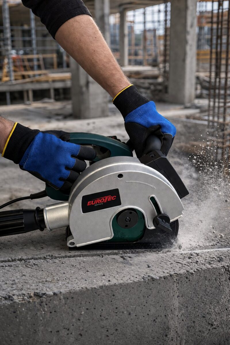 BRUZDOWNICA 150MM DO BETONU +TARCZE +LASER +WALIZKA EUROTEC 10-40mm 3100W – zdjęcie 5