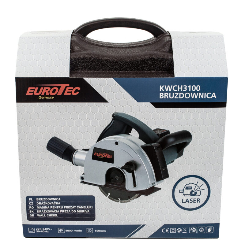 BRUZDOWNICA 150MM DO BETONU +TARCZE +LASER +WALIZKA EUROTEC 10-40mm 3100W – zdjęcie 9